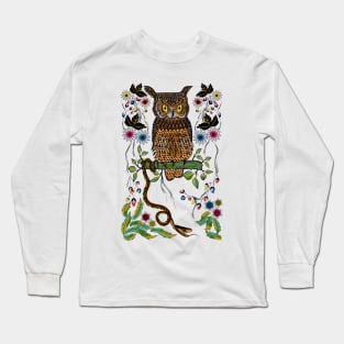 Vibrant jungle Owl and Snake Long Sleeve T-Shirt